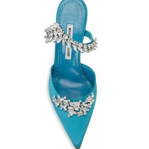 Manolo Blahnik Lurem Rhinestone Satin Heels 39.5